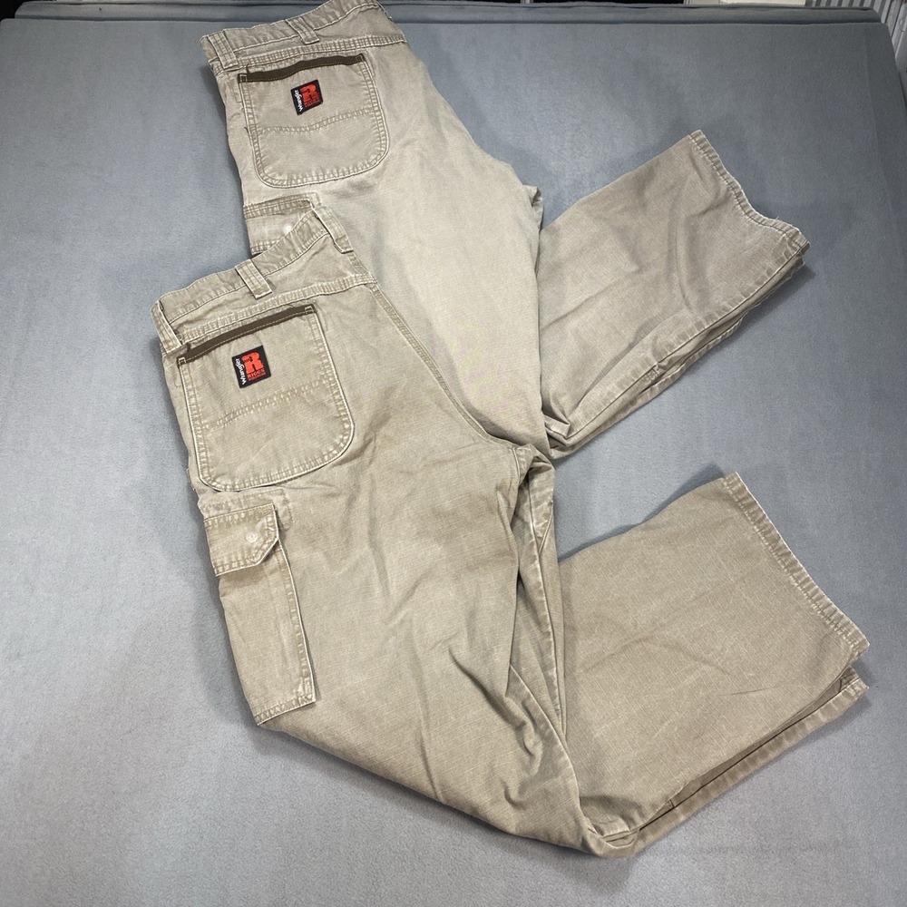 Wrangler Riggs Men's 38x32 Cargo Workwear Pants Light Brown Rip Stop 2 Pair